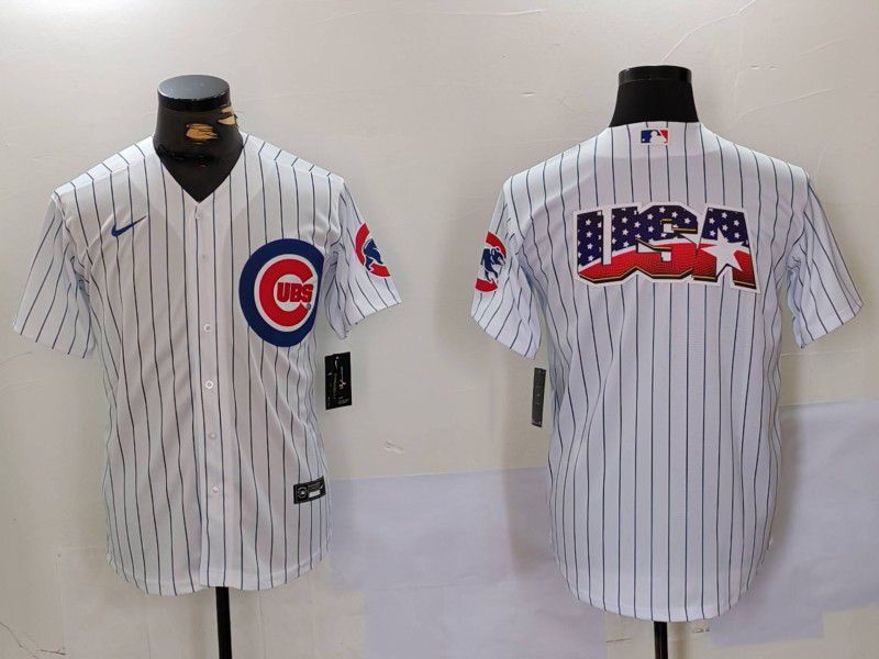 Men Chicago Cubs Blank White stripe Game 2024 Nike MLB Jersey style 1->chicago cubs->MLB Jersey